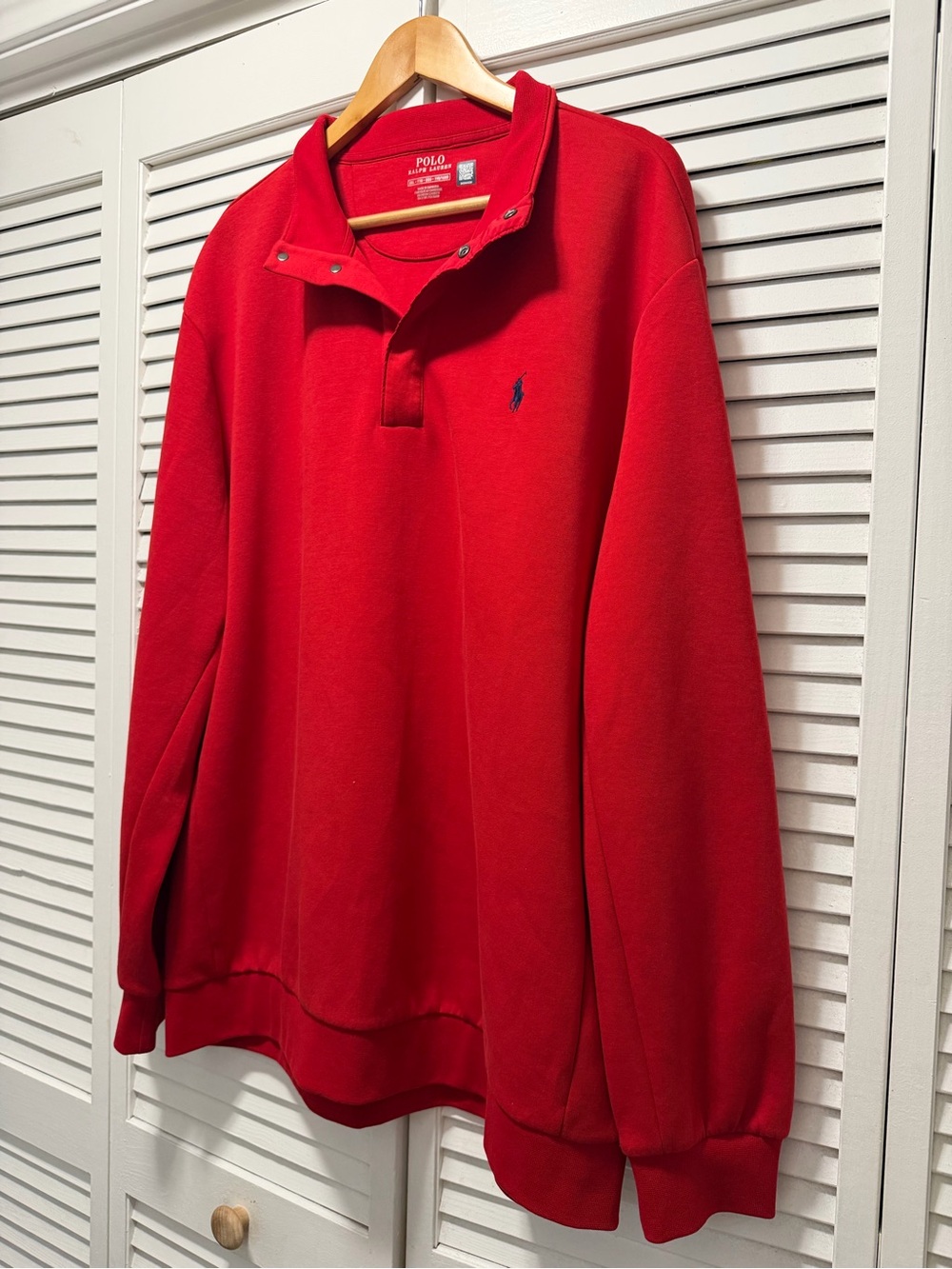 Ralph Lauren Red Snap-Collar Pullover Sweatshirt XXL - Picture 4 of 10